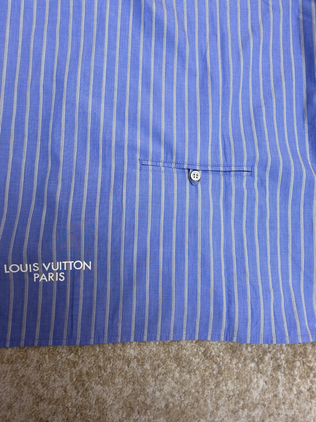 LOUIS VUITTON 路易威登 LV 条纹提花印花短袖衬衫 夏季 蓝色 A5 1AJURI