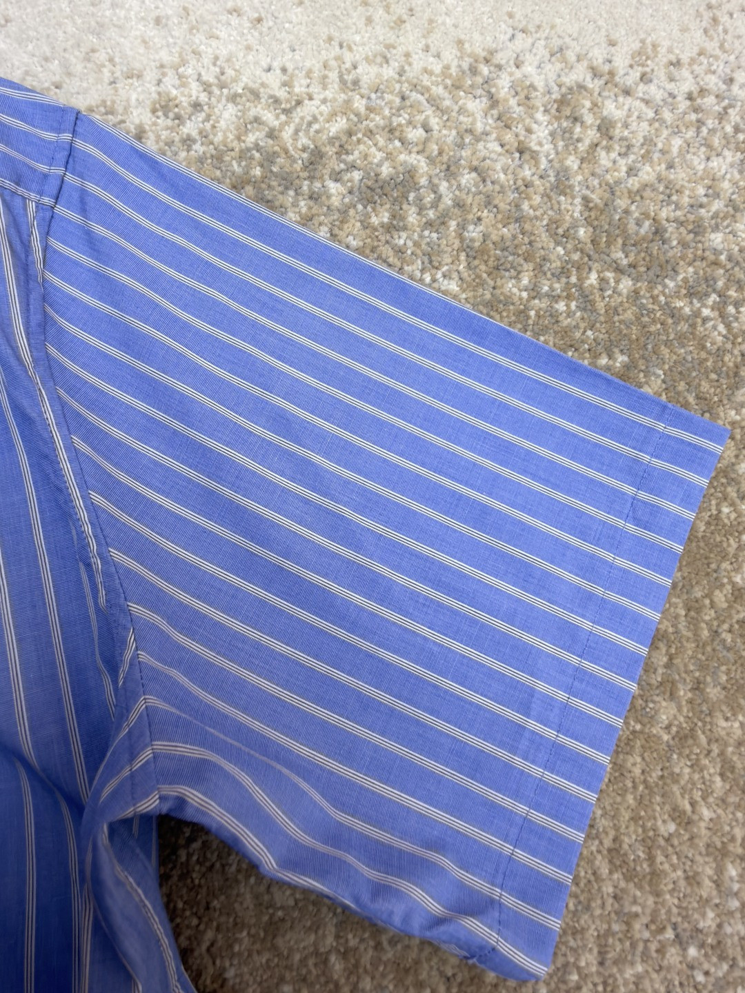 LOUIS VUITTON 路易威登 LV 条纹提花印花短袖衬衫 夏季 蓝色 A5 1AJURI