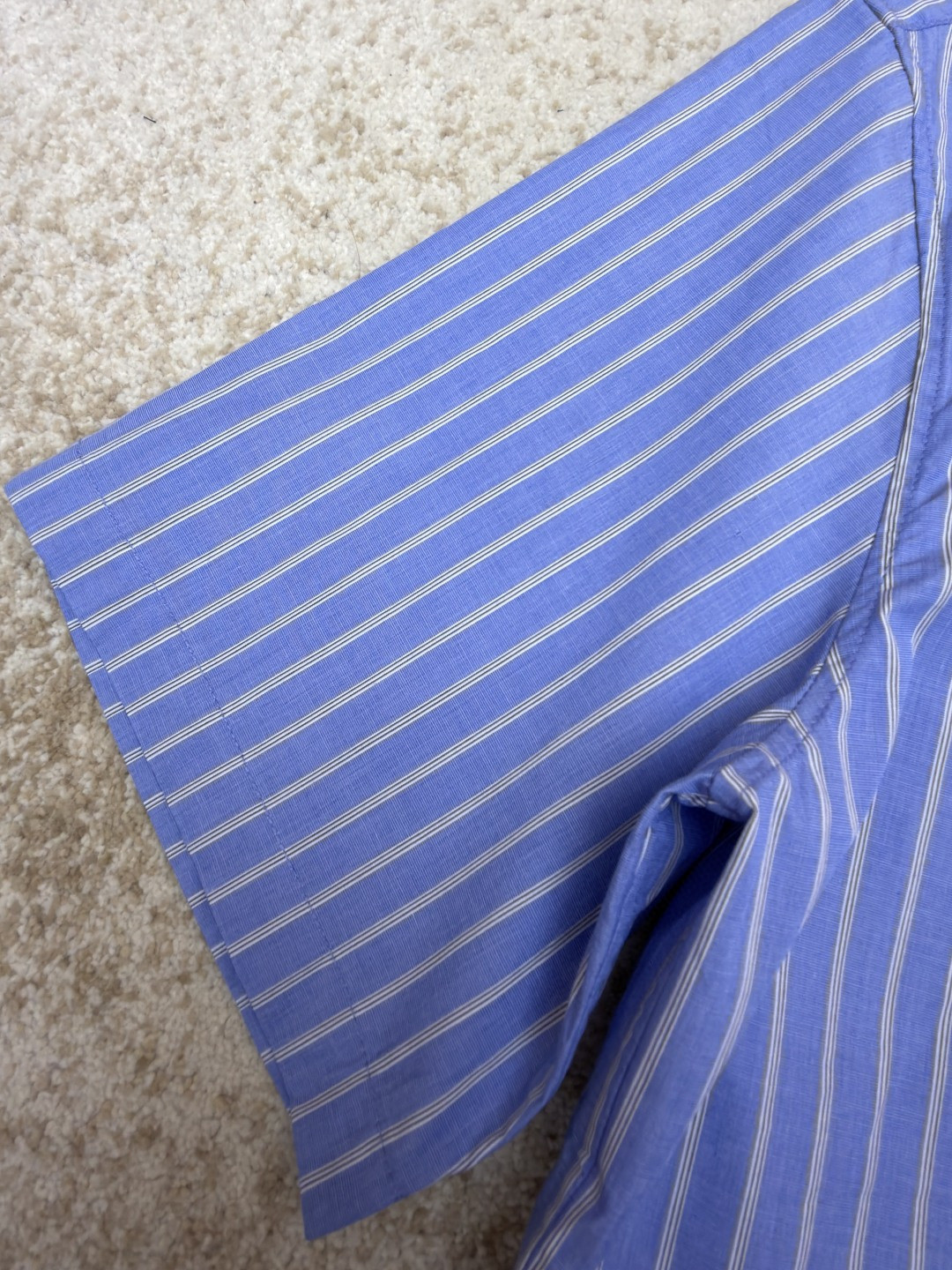 LOUIS VUITTON 路易威登 LV 条纹提花印花短袖衬衫 夏季 蓝色 A5 1AJURI