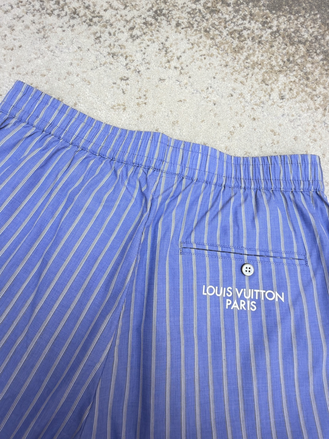 LOUIS VUITTON 路易威登 条纹提花印花松紧腰短裤 五分裤 休闲裤 裤子 蓝色 A5 