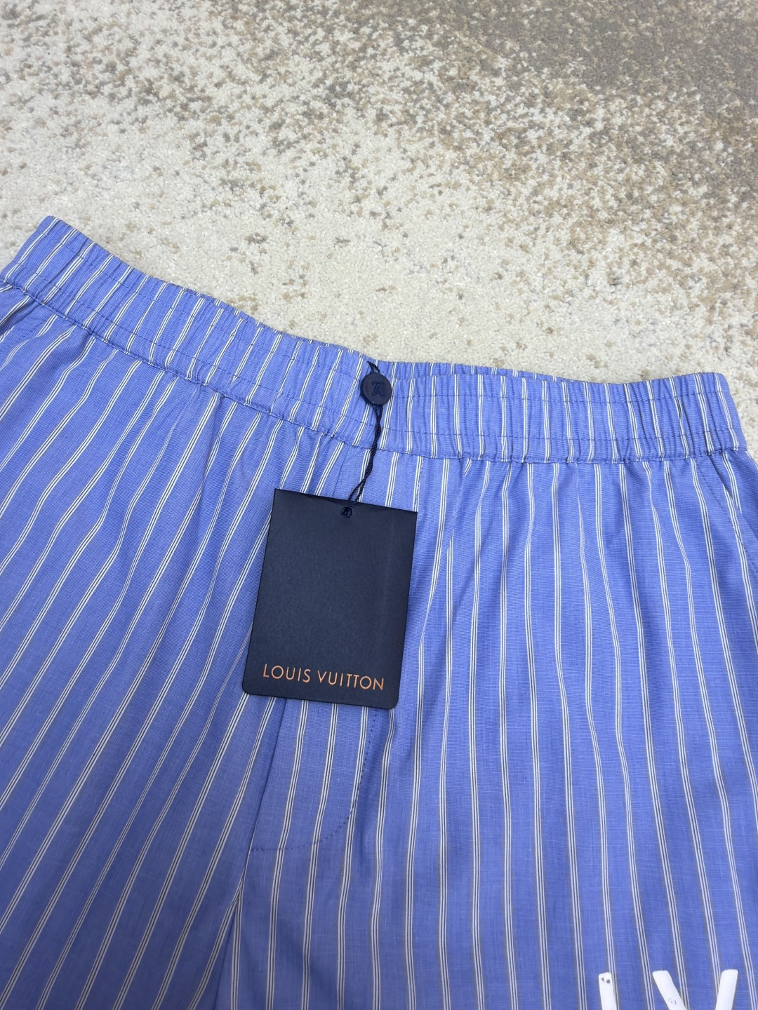 LOUIS VUITTON 路易威登 条纹提花印花松紧腰短裤 五分裤 休闲裤 裤子 蓝色 A5 