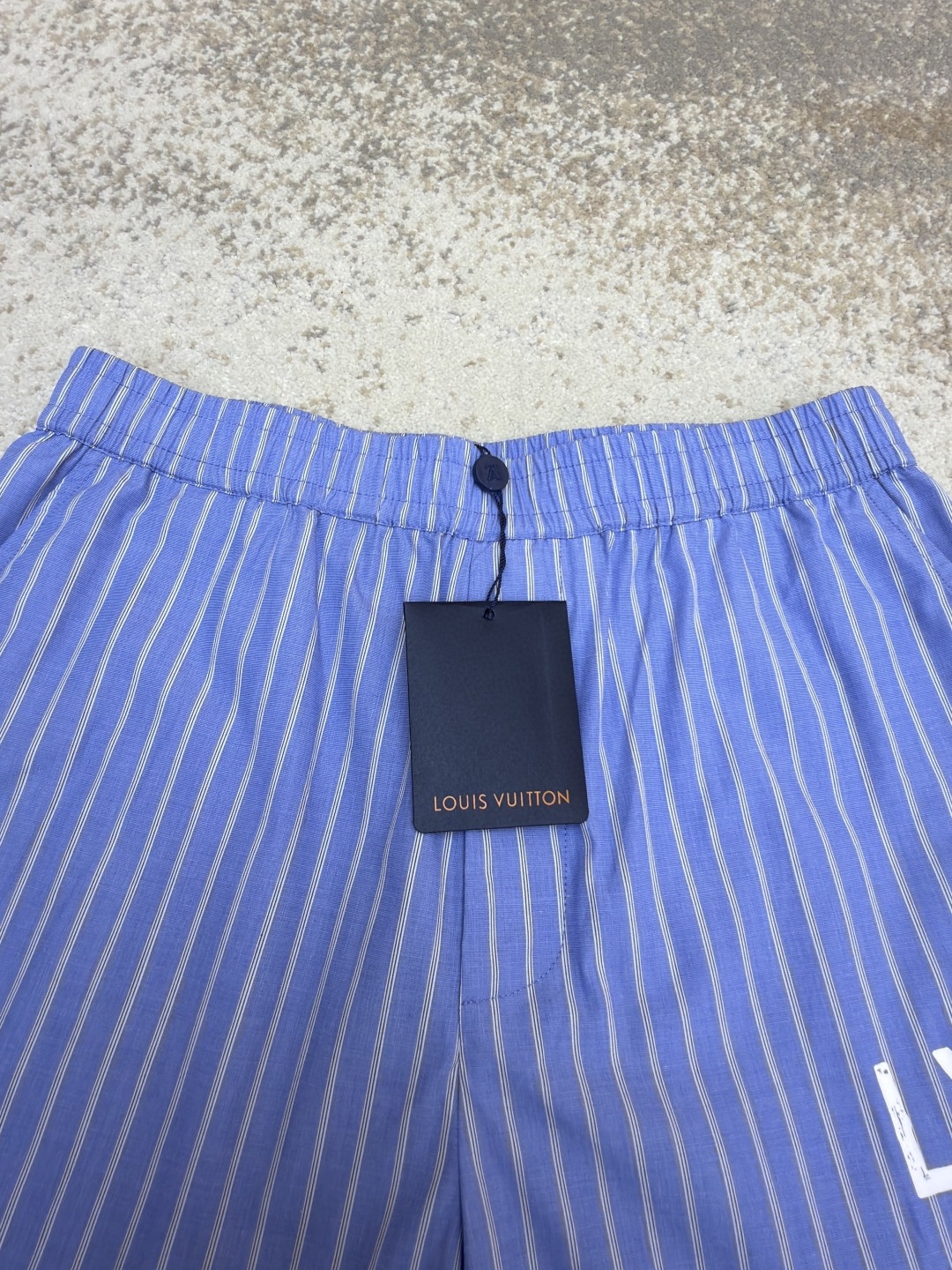 LOUIS VUITTON 路易威登 条纹提花印花松紧腰短裤 五分裤 休闲裤 裤子 蓝色 A5 