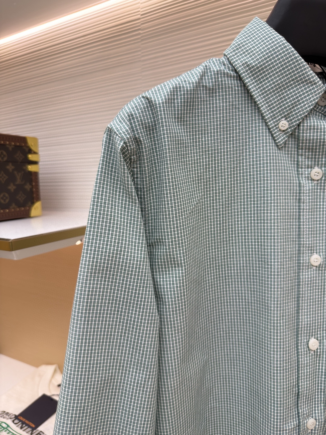 MIU MIU 缪缪 Automne系列 单排扣格纹衬衫 外套 长袖 绿色 A7 MK1842-1805-F077U-S-OOO