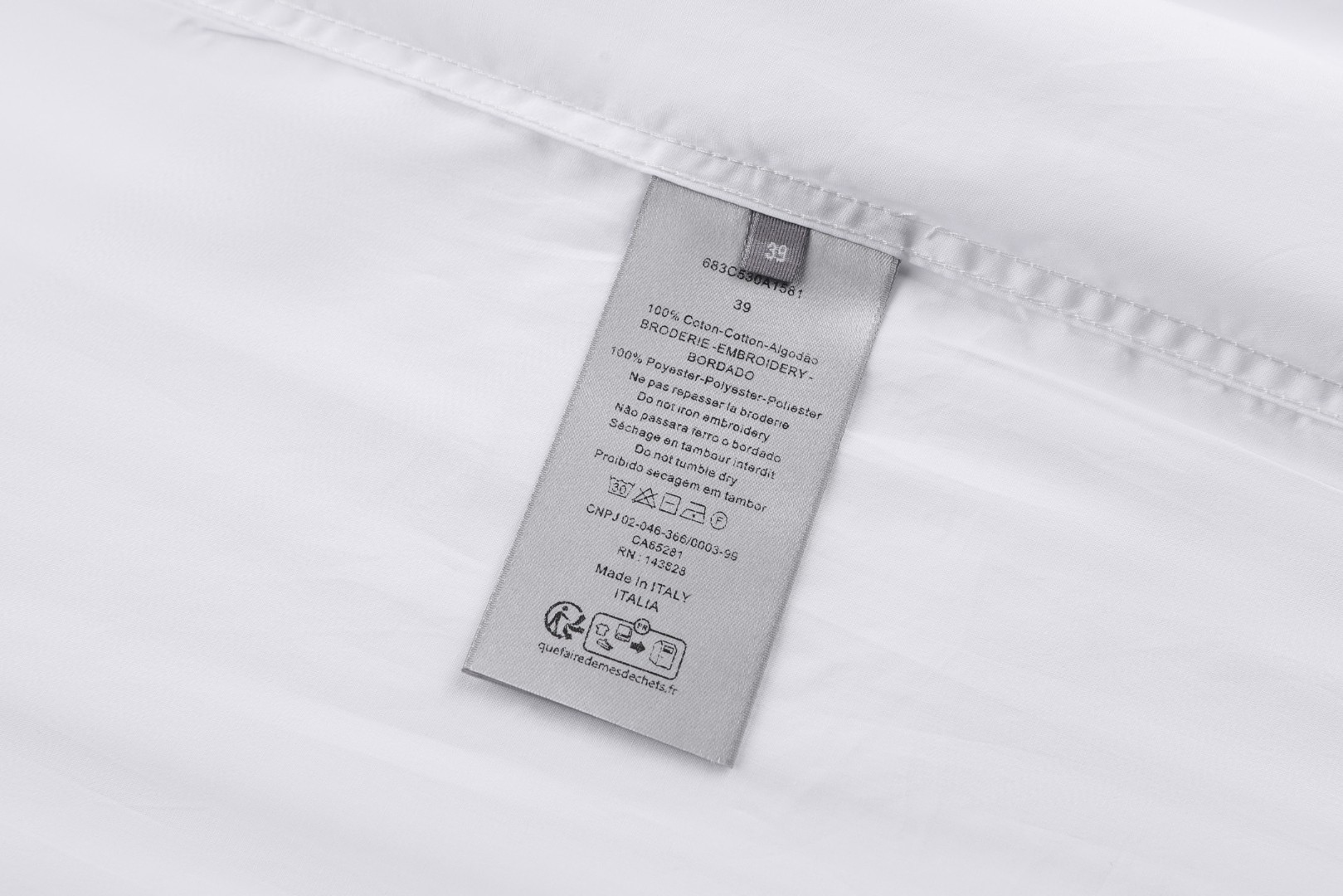 DIOR 迪奥 刺绣logo翻领衬衫 外套 长袖 白色 A5