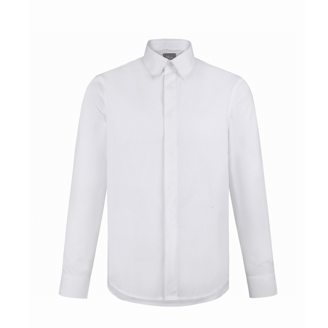 DIOR 迪奥 刺绣logo翻领衬衫 外套 长袖 白色 A5