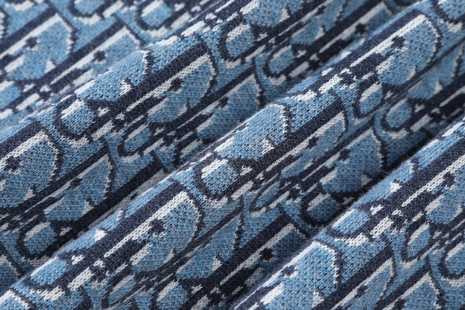 DIOR 迪奥 满印提花针织圆领 T恤 夏季 短袖 蓝色 A7 593M634A7018-C585