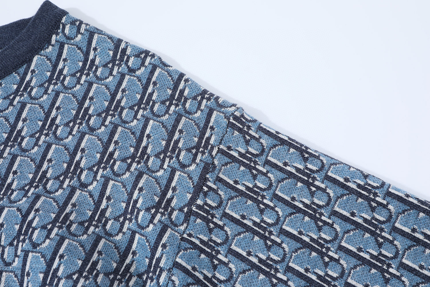 DIOR 迪奥 满印提花针织圆领 T恤 夏季 短袖 蓝色 A7 593M634A7018-C585