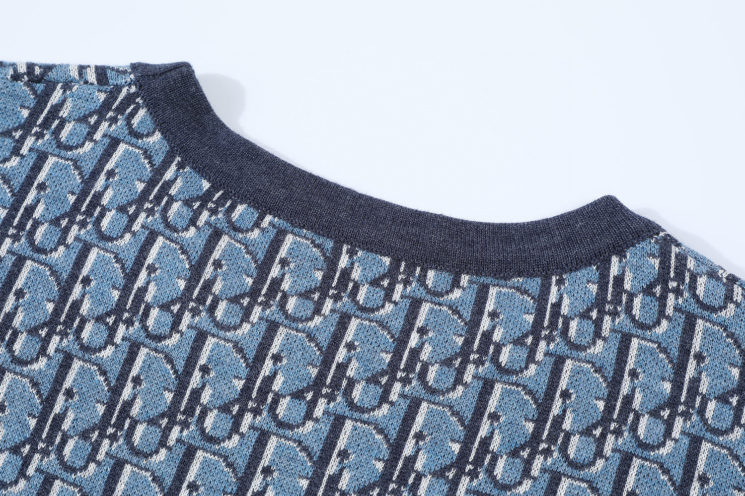 DIOR 迪奥 满印提花针织圆领 T恤 夏季 短袖 蓝色 A7 593M634A7018-C585