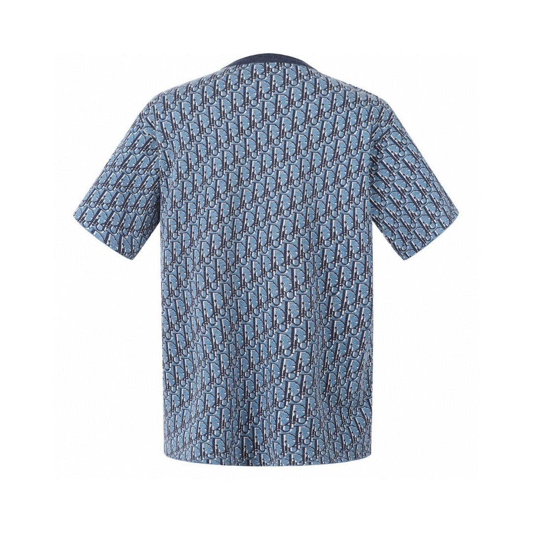 DIOR 迪奥 满印提花针织圆领 T恤 夏季 短袖 蓝色 A7 593M634A7018-C585