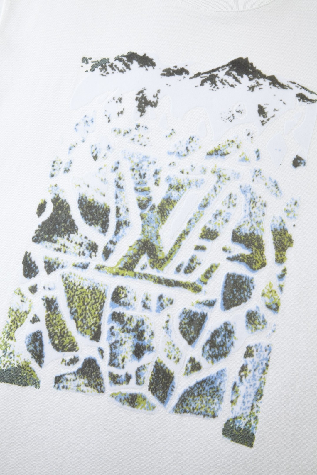 LOUIS VUITTON 路易威登 山景植绒圆领短袖 T恤 白色 A0 1AJCE5