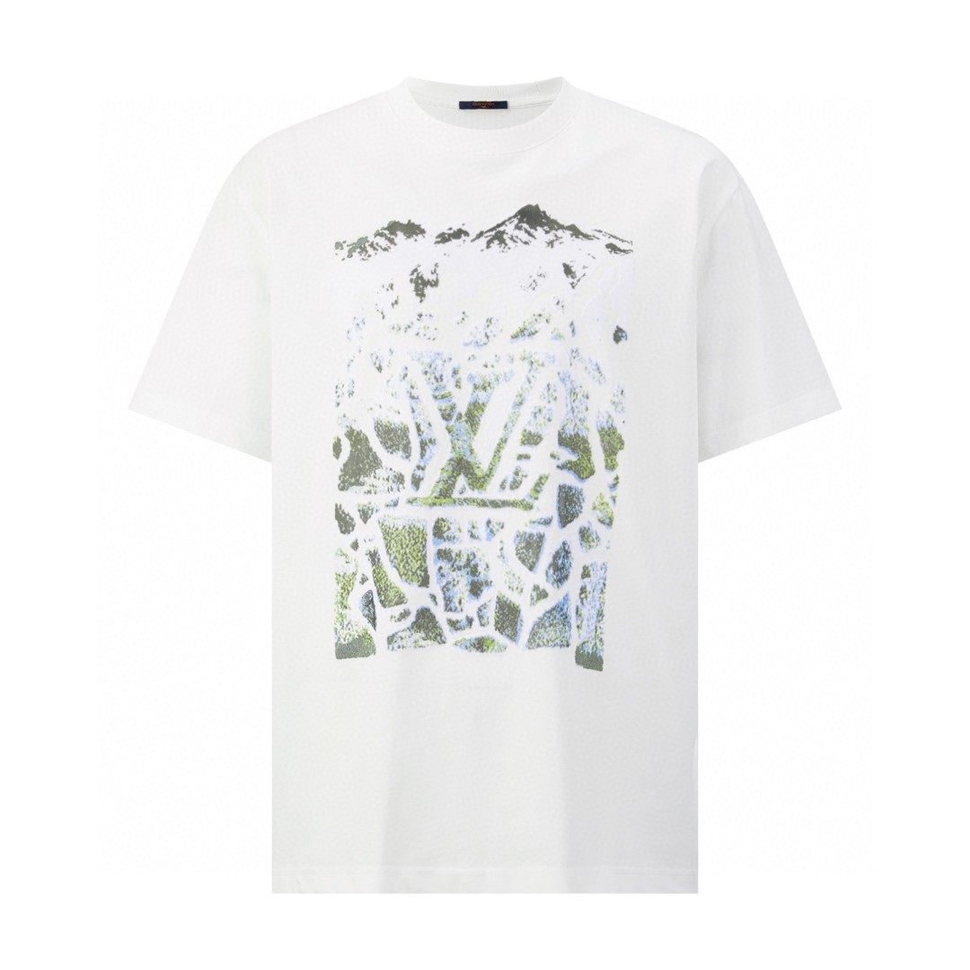 LOUIS VUITTON 路易威登 山景植绒圆领短袖 T恤 白色 A0 1AJCE5