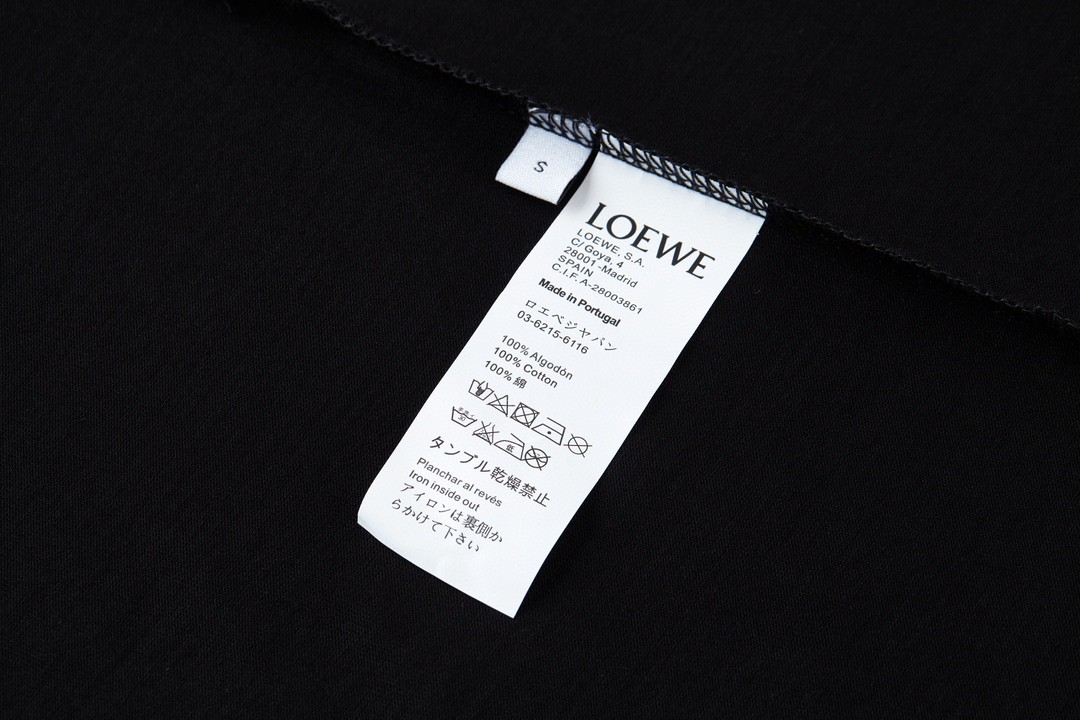 Loewe 罗意威 植绒绣花logo圆领短袖 T恤 白色 黑色 A0