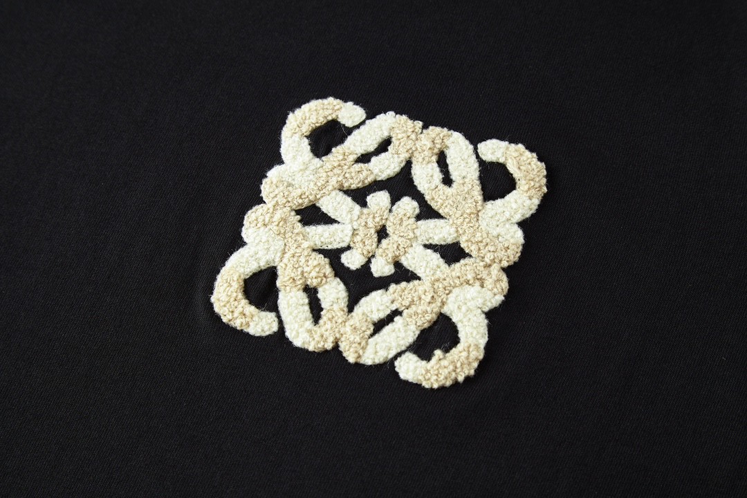 Loewe 罗意威 植绒绣花logo圆领短袖 T恤 白色 黑色 A0