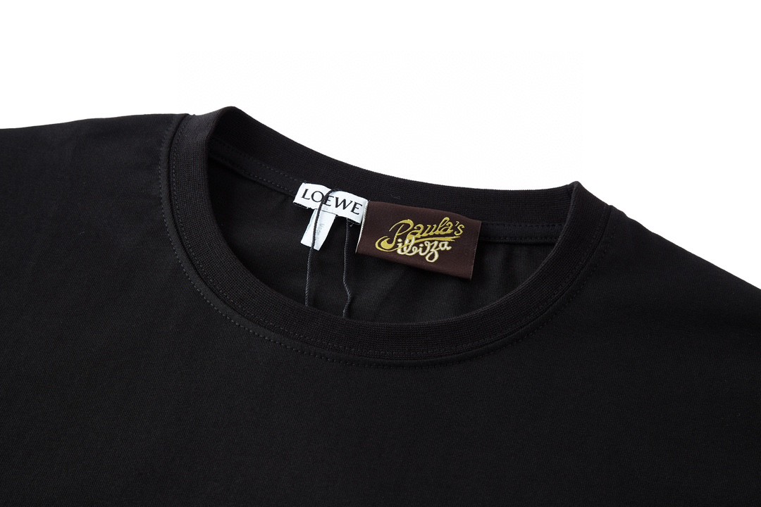 Loewe 罗意威 植绒绣花logo圆领短袖 T恤 白色 黑色 A0
