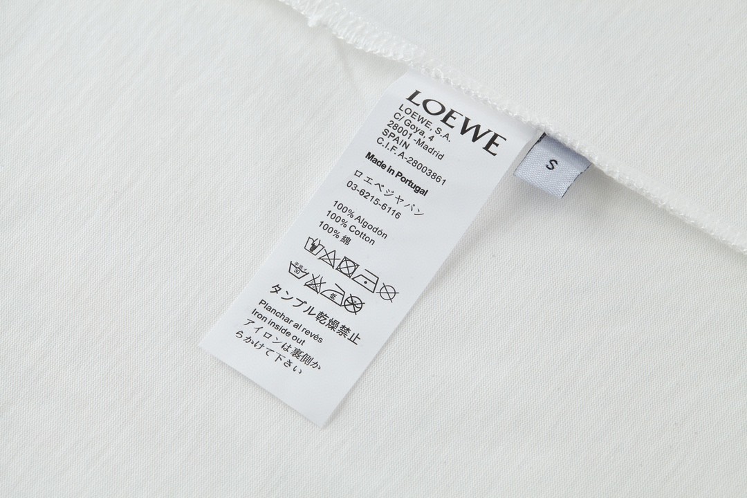 Loewe 罗意威 植绒绣花logo圆领短袖 T恤 白色 黑色 A0