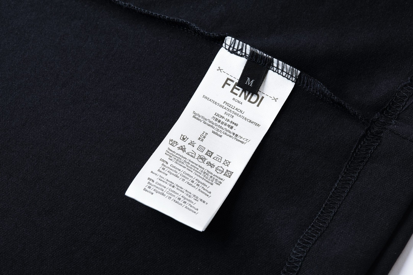 FENDI 芬迪 刺绣手绘标识T恤 短袖 套头 夏季 白色 黑色 A0 FY0936AYZ9F0H0G