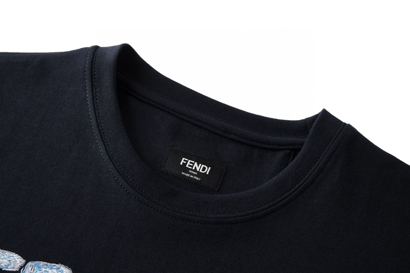 FENDI 芬迪 刺绣手绘标识T恤 短袖 套头 夏季 白色 黑色 A0 FY0936AYZ9F0H0G