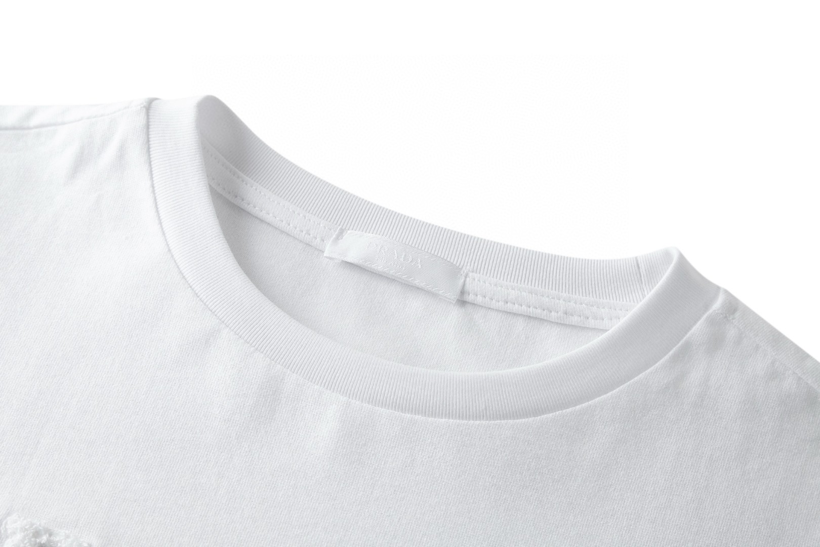 PRADA 普拉达 毛巾刺绣标识圆领短袖 T恤 夏季 黑色 蓝色 白色 A0 UJN897-14LB-F0008-S-OOO