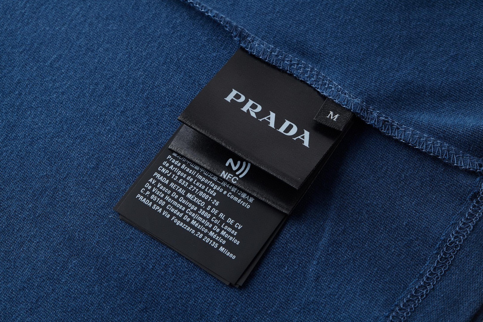 PRADA 普拉达 毛巾刺绣标识圆领短袖 T恤 夏季 黑色 蓝色 白色 A0 UJN897-14LB-F0008-S-OOO