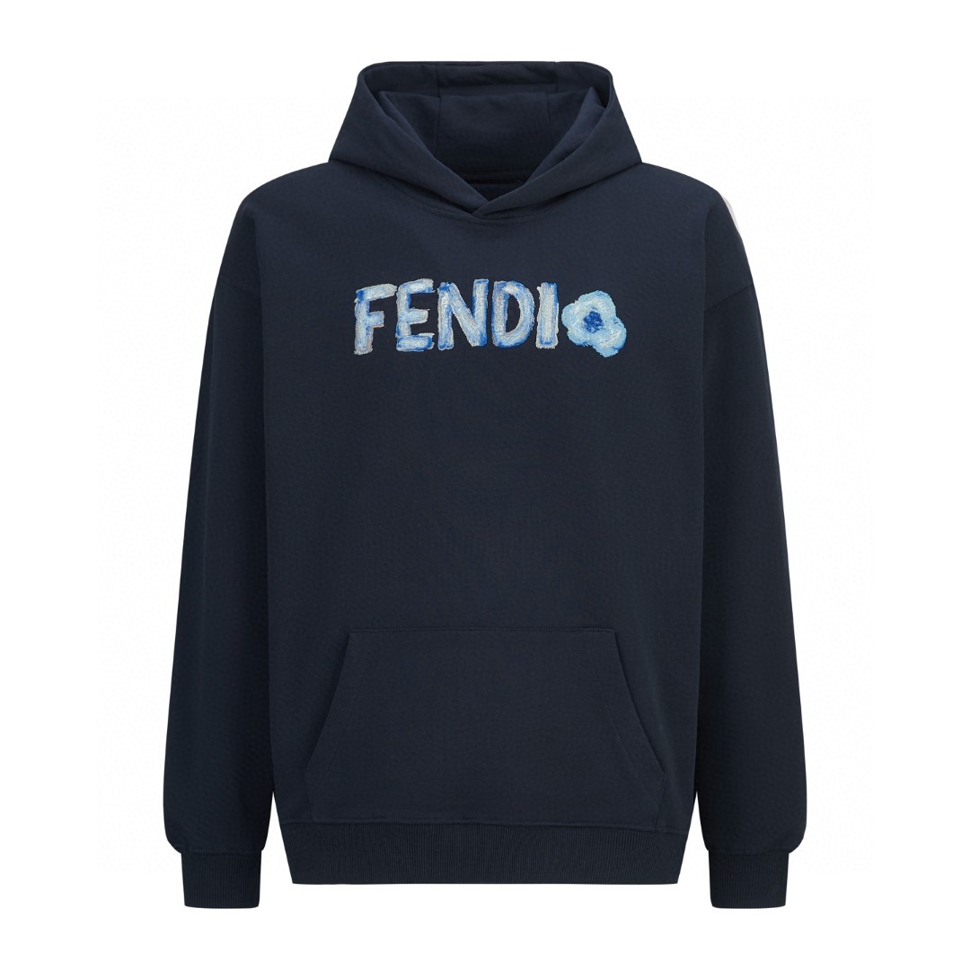 FENDI 芬迪 刺绣手绘标识连帽卫衣 长袖 外套 蓝色 B0 FY1143AYZ8F0PTH