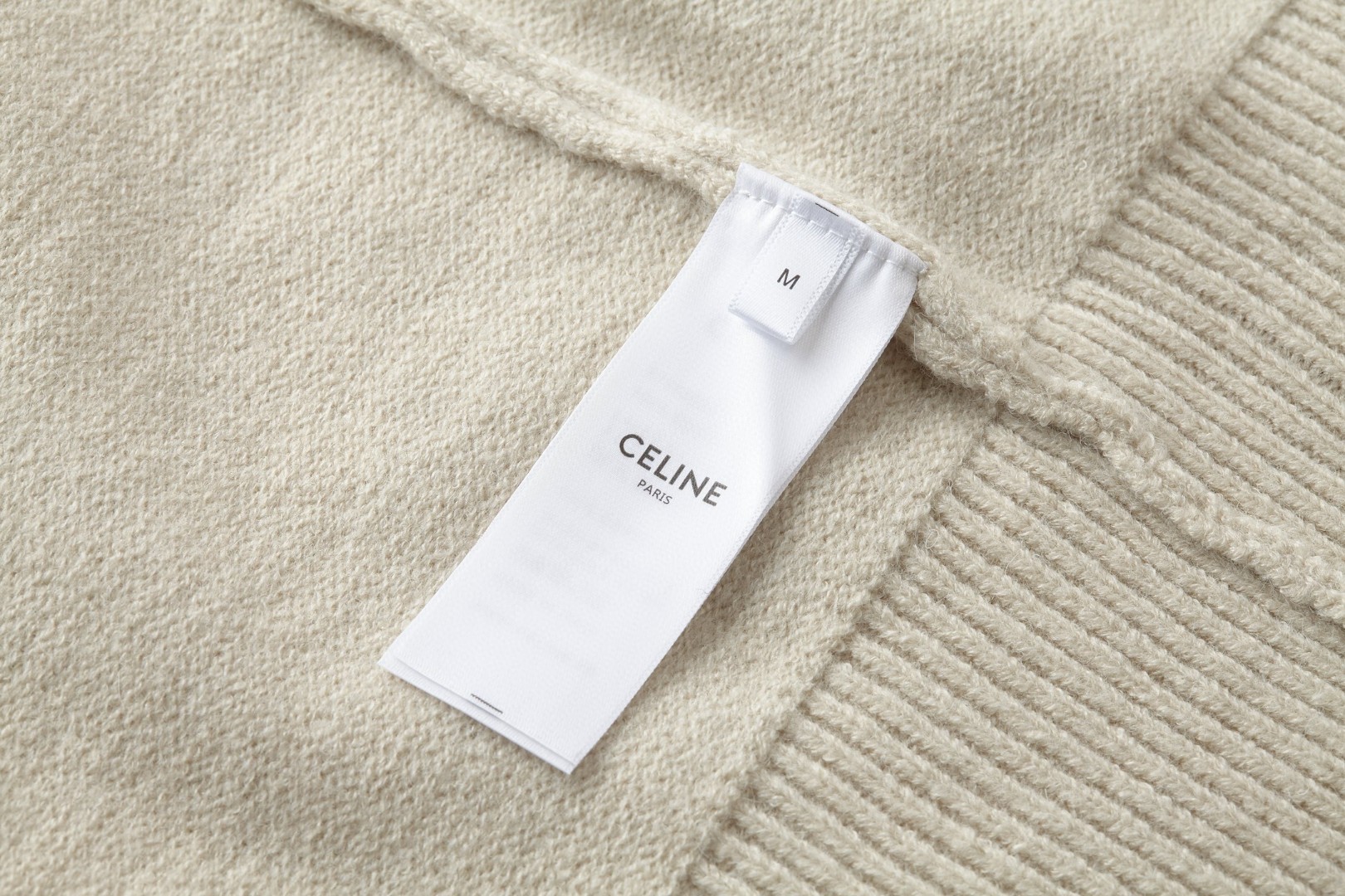 CELINE 赛琳 字母印花马车标识圆领毛衣 针织衫 外套 长袖 米色 B0 RY0SV1261-01W1