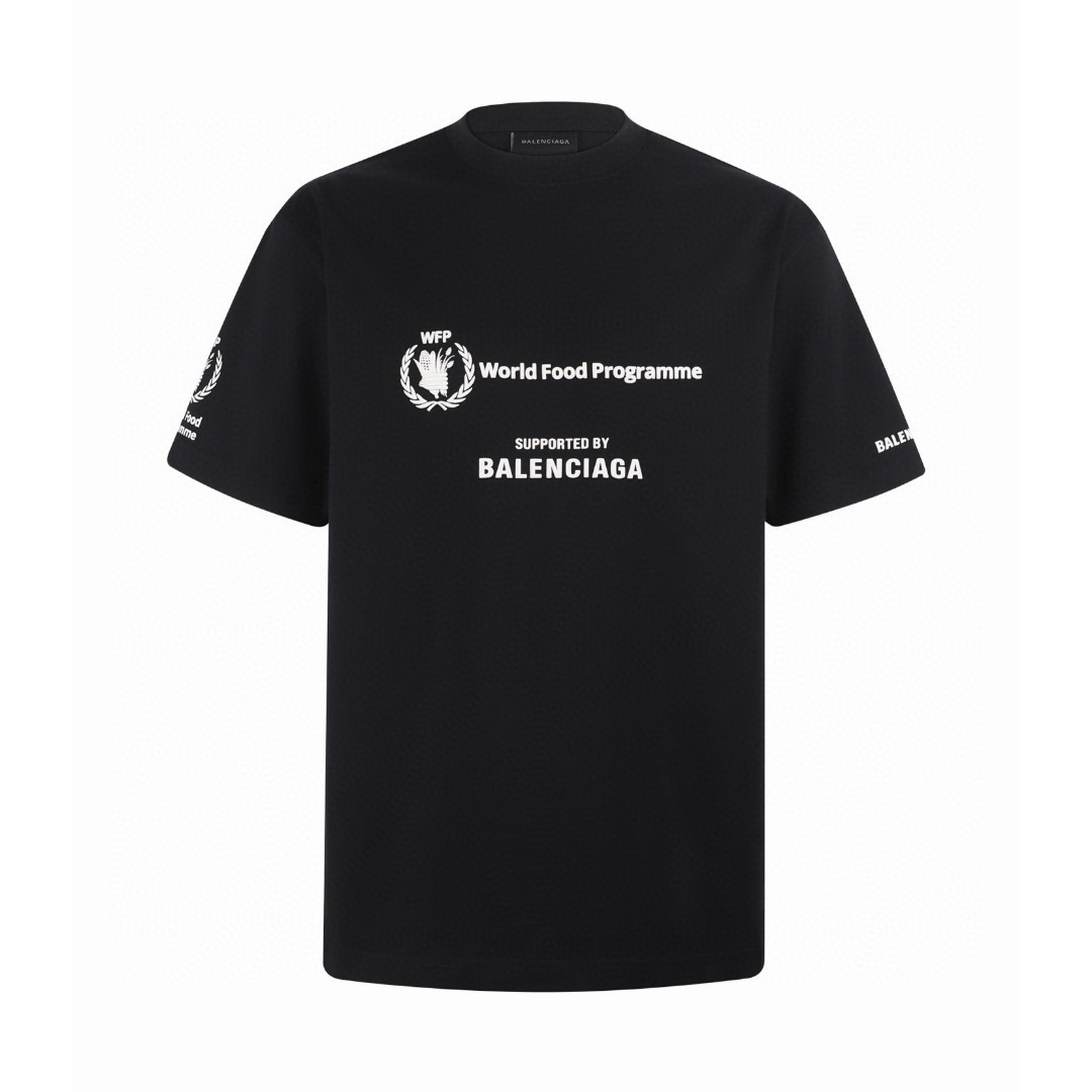 Balenciaga 巴黎世家 粮食计划短袖 T恤 圆领 夏季 黑色 A0 612966TMVL21070