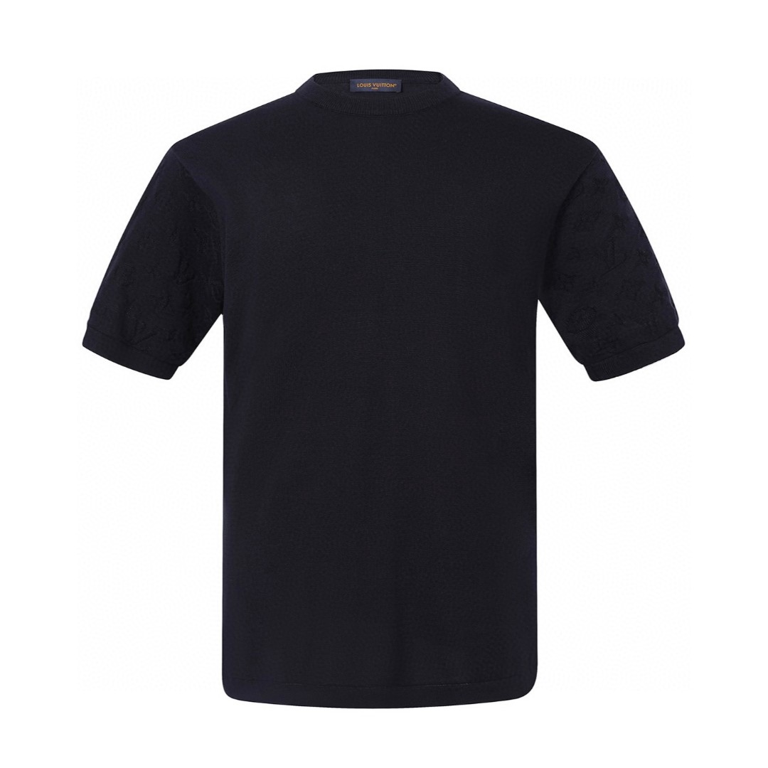 LOUIS VUITTON 路易威登 LV 提花暗纹logo毛织短袖 夏季 T恤 男女同款 棕色 白色 黑色 A0 1AFQA6