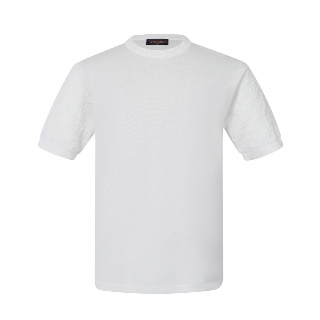LOUIS VUITTON 路易威登 LV 提花暗纹logo毛织短袖 夏季 T恤 男女同款 棕色 白色 黑色 A0 1AFQA6