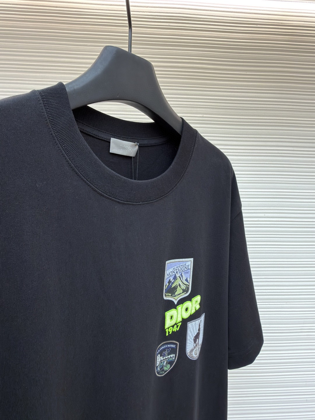 DIOR 迪奥 多色补丁圆领短袖 T恤 夏季 白色 黑色 绿色 A0 613J696E0677-C086