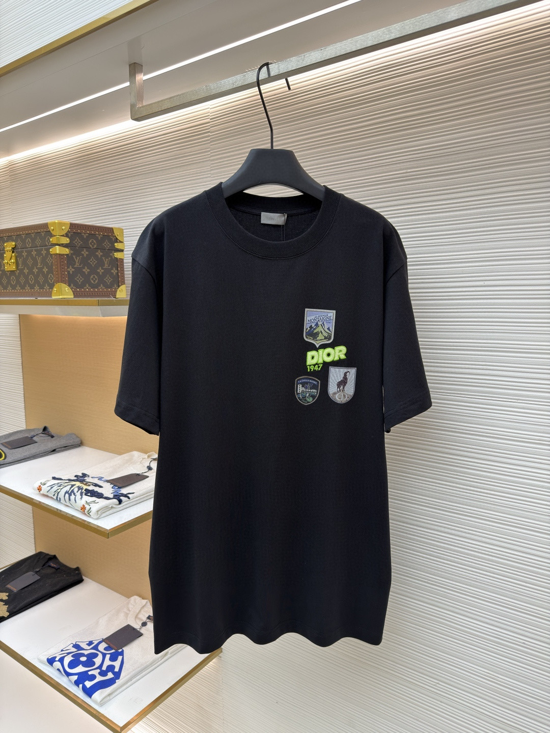 DIOR 迪奥 多色补丁圆领短袖 T恤 夏季 白色 黑色 绿色 A0 613J696E0677-C086