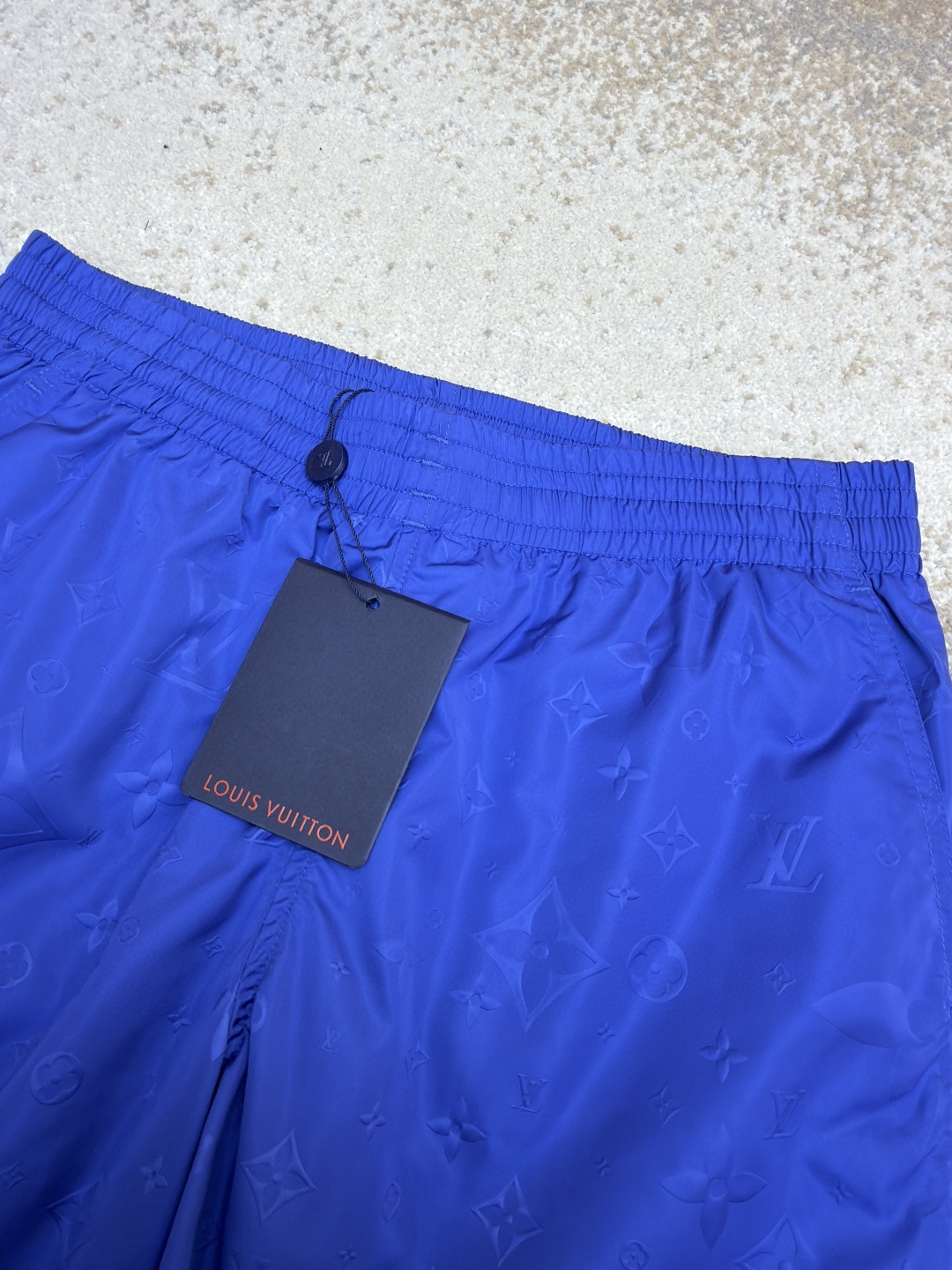 LOUIS VUITTON 路易威登 暗纹老花松紧腰沙滩短裤 五分裤 休闲裤 裤子 黑色 粉色 浅蓝色 海军蓝 绿色 橙色 蓝色 A0 1A7Y0P