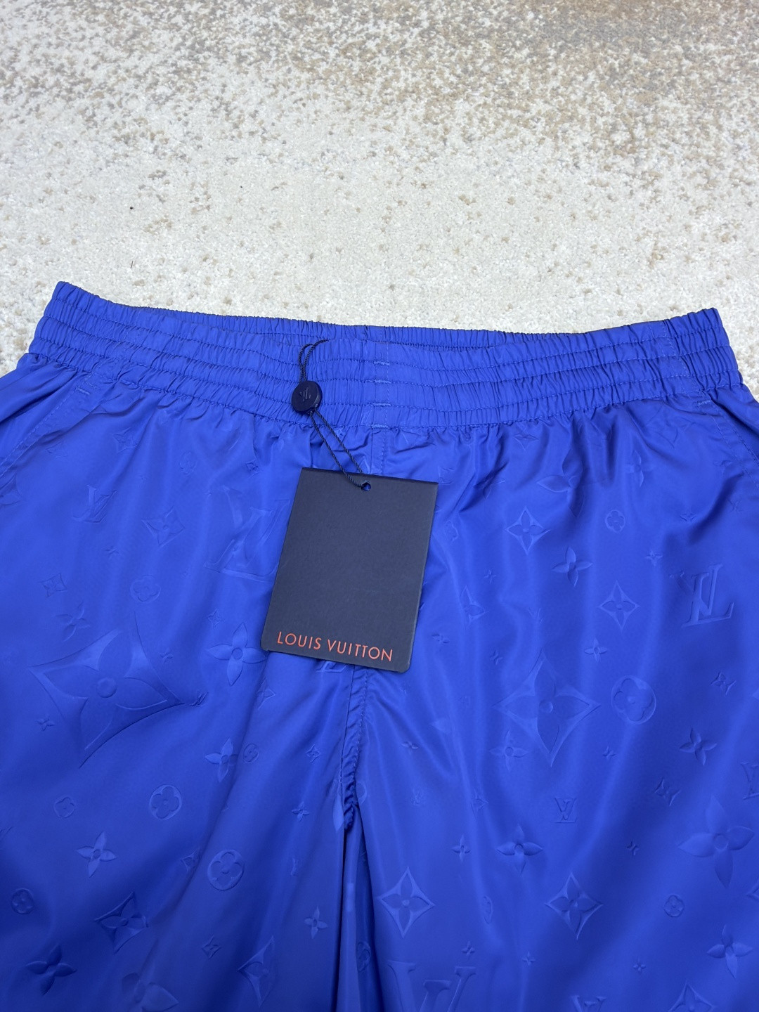 LOUIS VUITTON 路易威登 暗纹老花松紧腰沙滩短裤 五分裤 休闲裤 裤子 黑色 粉色 浅蓝色 海军蓝 绿色 橙色 蓝色 A0 1A7Y0P