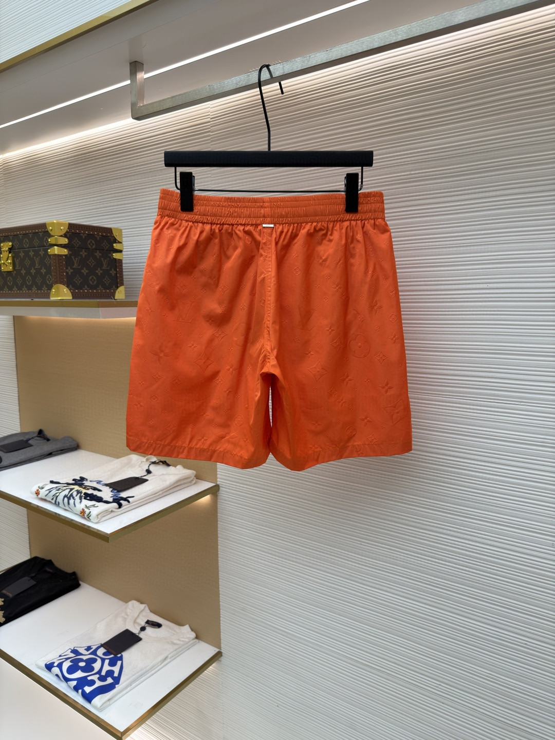 LOUIS VUITTON 路易威登 暗纹老花松紧腰沙滩短裤 五分裤 休闲裤 裤子 黑色 粉色 浅蓝色 海军蓝 绿色 橙色 蓝色 A0 1A7Y0P