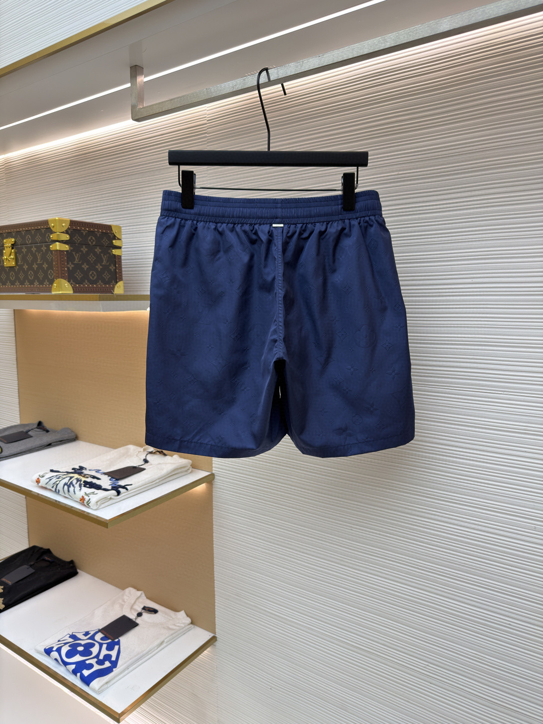 LOUIS VUITTON 路易威登 暗纹老花松紧腰沙滩短裤 五分裤 休闲裤 裤子 黑色 粉色 浅蓝色 海军蓝 绿色 橙色 蓝色 A0 1A7Y0P