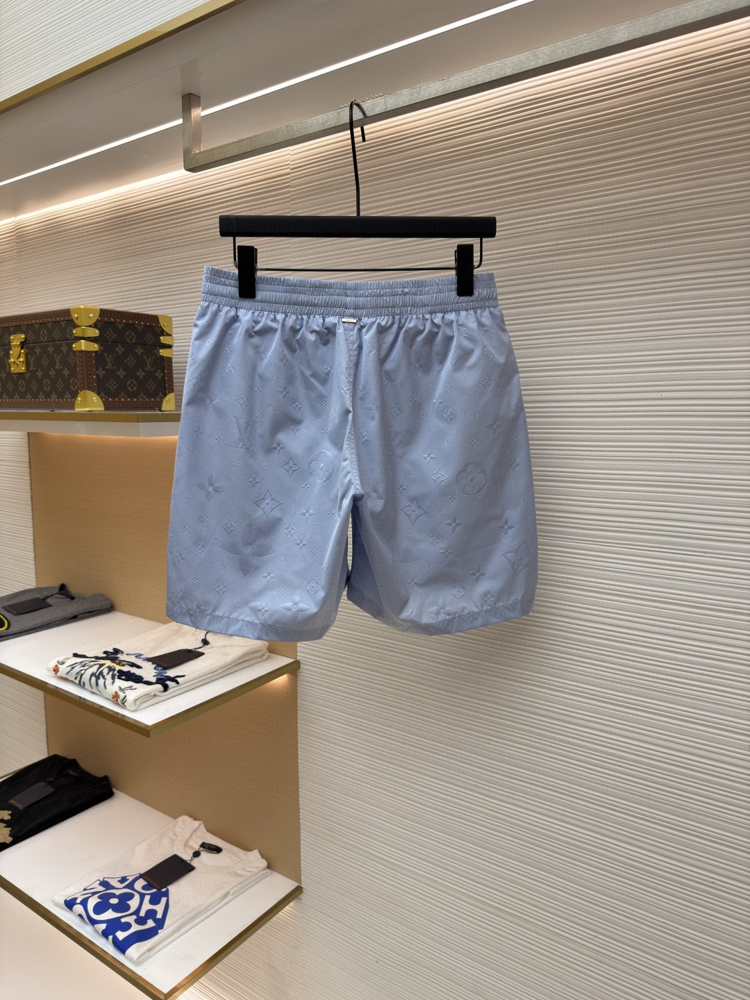 LOUIS VUITTON 路易威登 暗纹老花松紧腰沙滩短裤 五分裤 休闲裤 裤子 黑色 粉色 浅蓝色 海军蓝 绿色 橙色 蓝色 A0 1A7Y0P