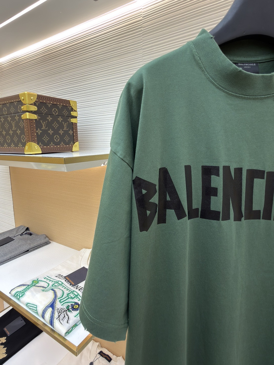 Balenciaga 巴黎世家 美纹纸胶带短袖 T恤 圆领 夏季 绿色 灰色 黑色 白色 做旧黑 黄黑色 黑色 深绿色 A0 739784TOVA92942