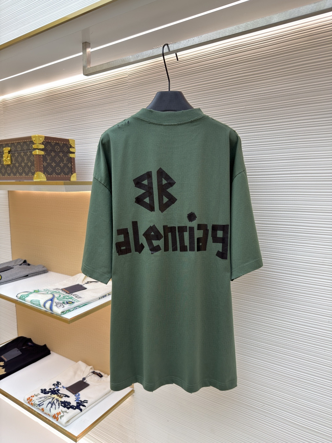 Balenciaga 巴黎世家 美纹纸胶带短袖 T恤 圆领 夏季 绿色 灰色 黑色 白色 做旧黑 黄黑色 黑色 深绿色 A0 739784TOVA92942