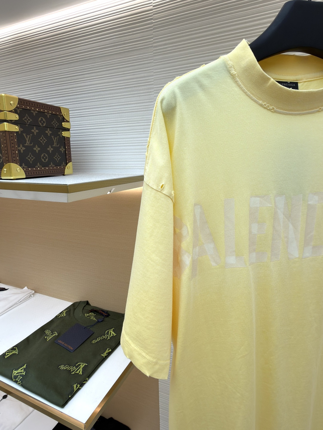 Balenciaga 巴黎世家 美纹纸胶带短袖 T恤 圆领 夏季 绿色 灰色 黑色 白色 做旧黑 黄黑色 黑色 深绿色 A0 739784TOVA92942