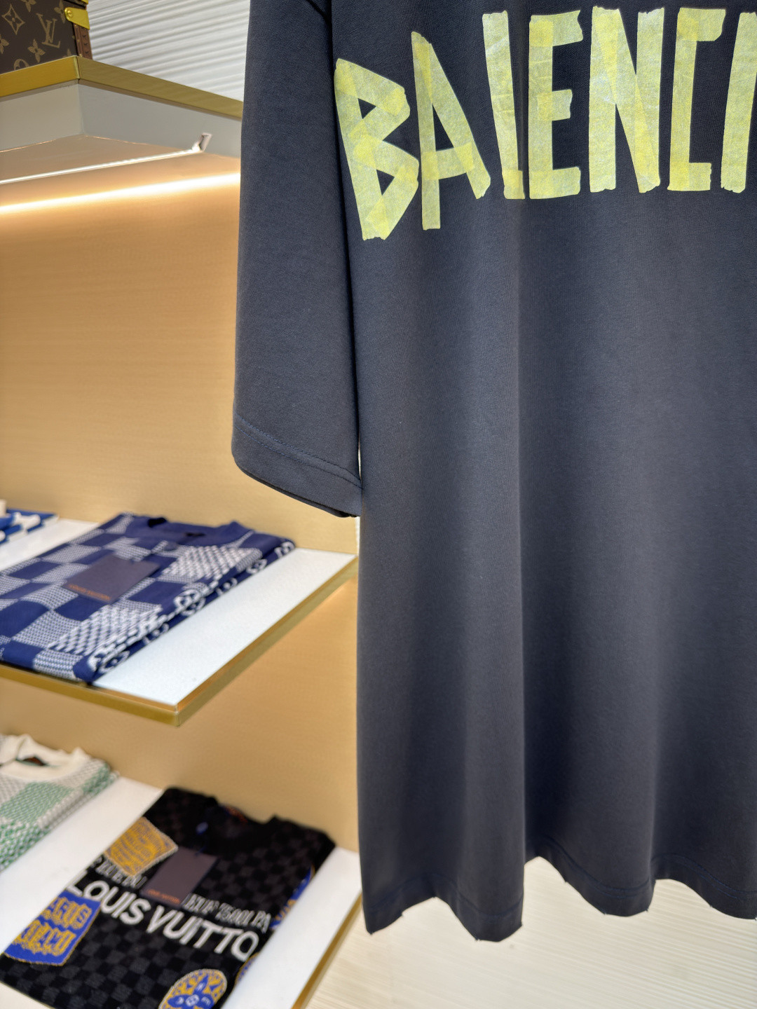 Balenciaga 巴黎世家 美纹纸胶带短袖 T恤 圆领 夏季 绿色 灰色 黑色 白色 做旧黑 黄黑色 黑色 深绿色 A0 739784TOVA92942