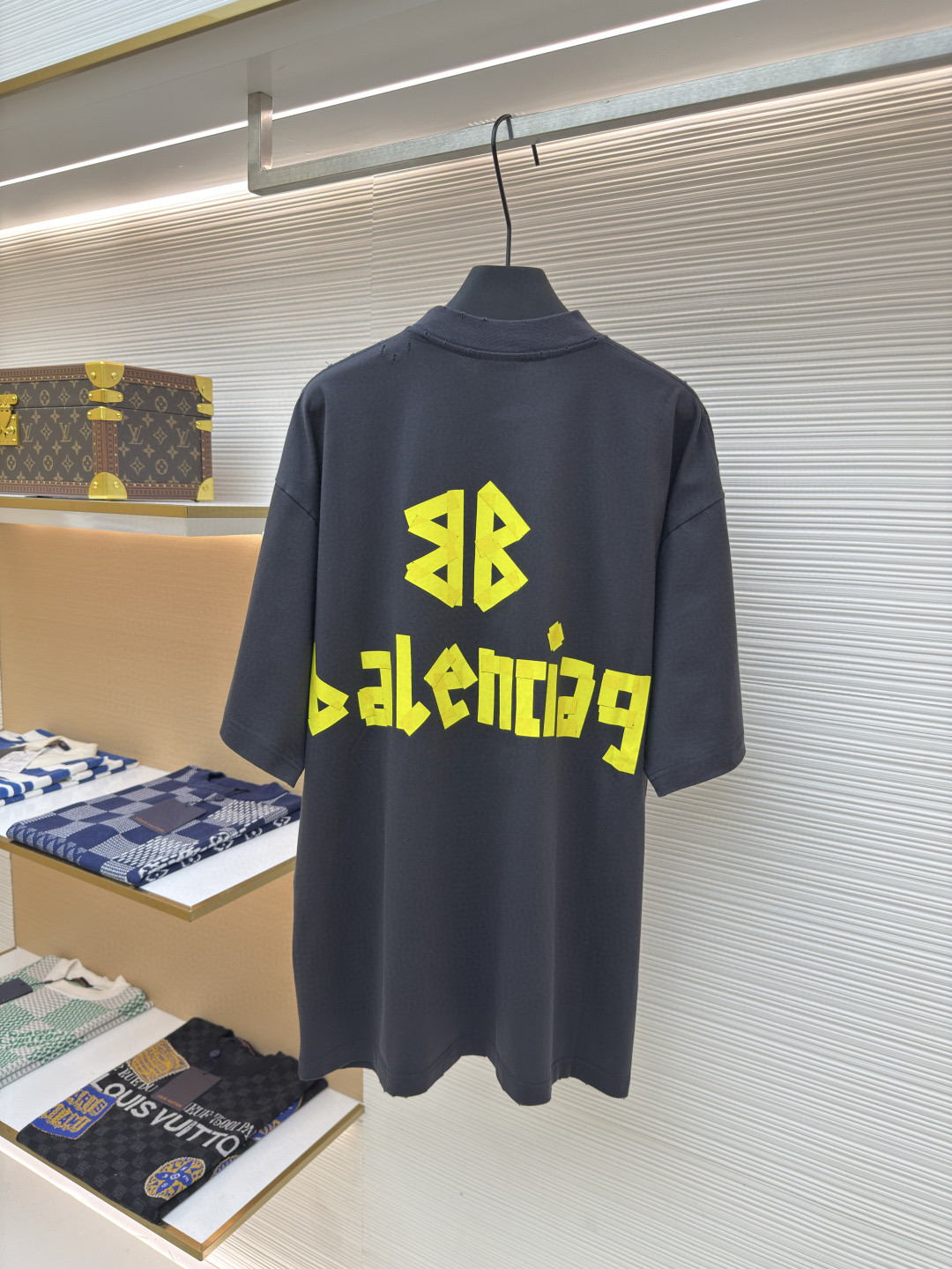 Balenciaga 巴黎世家 美纹纸胶带短袖 T恤 圆领 夏季 绿色 灰色 黑色 白色 做旧黑 黄黑色 黑色 深绿色 A0 739784TOVA92942