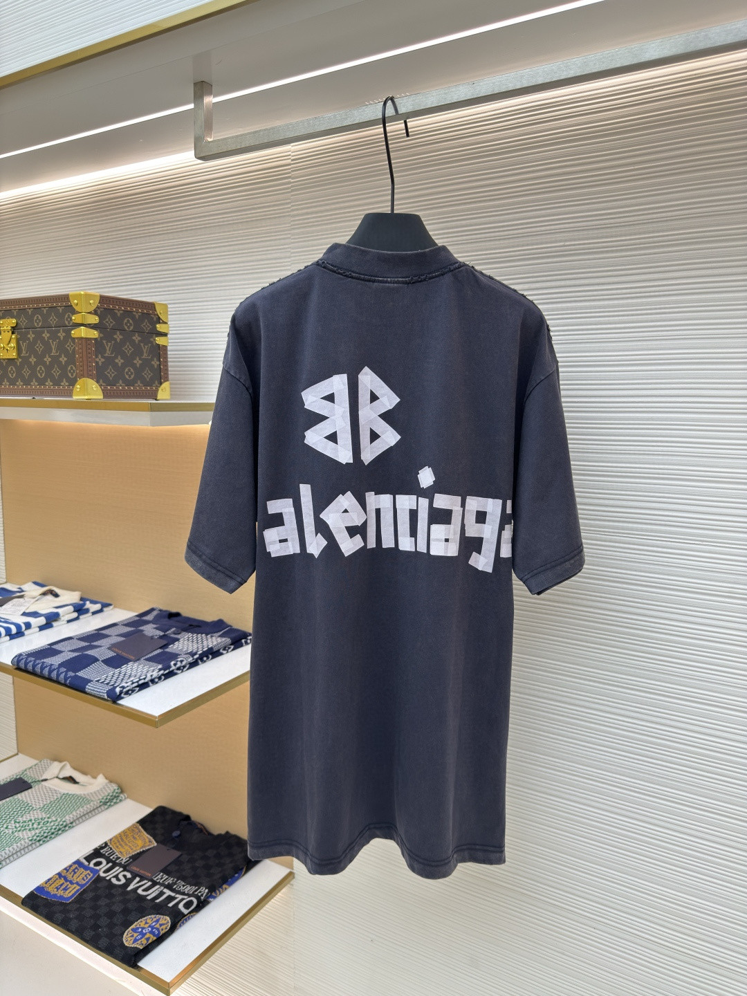 Balenciaga 巴黎世家 美纹纸胶带短袖 T恤 圆领 夏季 绿色 灰色 黑色 白色 做旧黑 黄黑色 黑色 深绿色 A0 739784TOVA92942