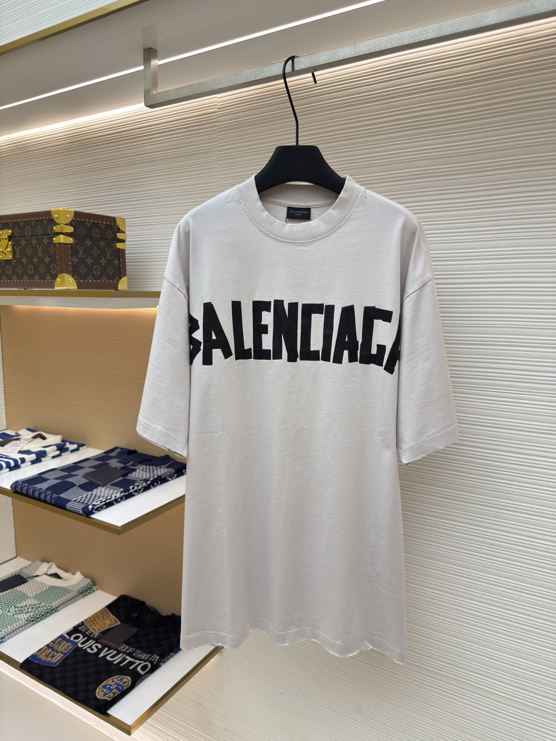 Balenciaga 巴黎世家 美纹纸胶带短袖 T恤 圆领 夏季 绿色 灰色 黑色 白色 做旧黑 黄黑色 黑色 深绿色 A0 739784TOVA92942