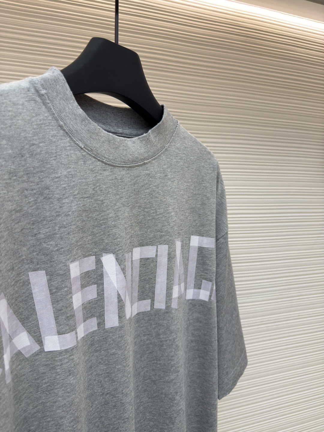 Balenciaga 巴黎世家 美纹纸胶带短袖 T恤 圆领 夏季 绿色 灰色 黑色 白色 做旧黑 黄黑色 黑色 深绿色 A0 739784TOVA92942