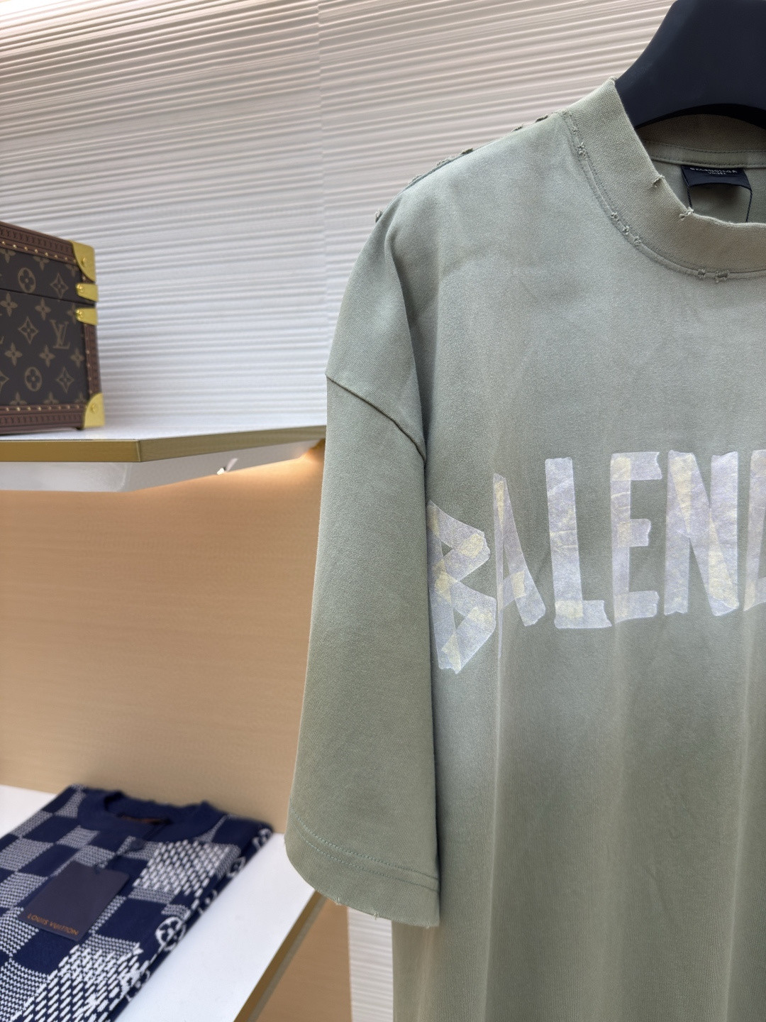 Balenciaga 巴黎世家 美纹纸胶带短袖 T恤 圆领 夏季 绿色 灰色 黑色 白色 做旧黑 黄黑色 黑色 深绿色 A0 739784TOVA92942
