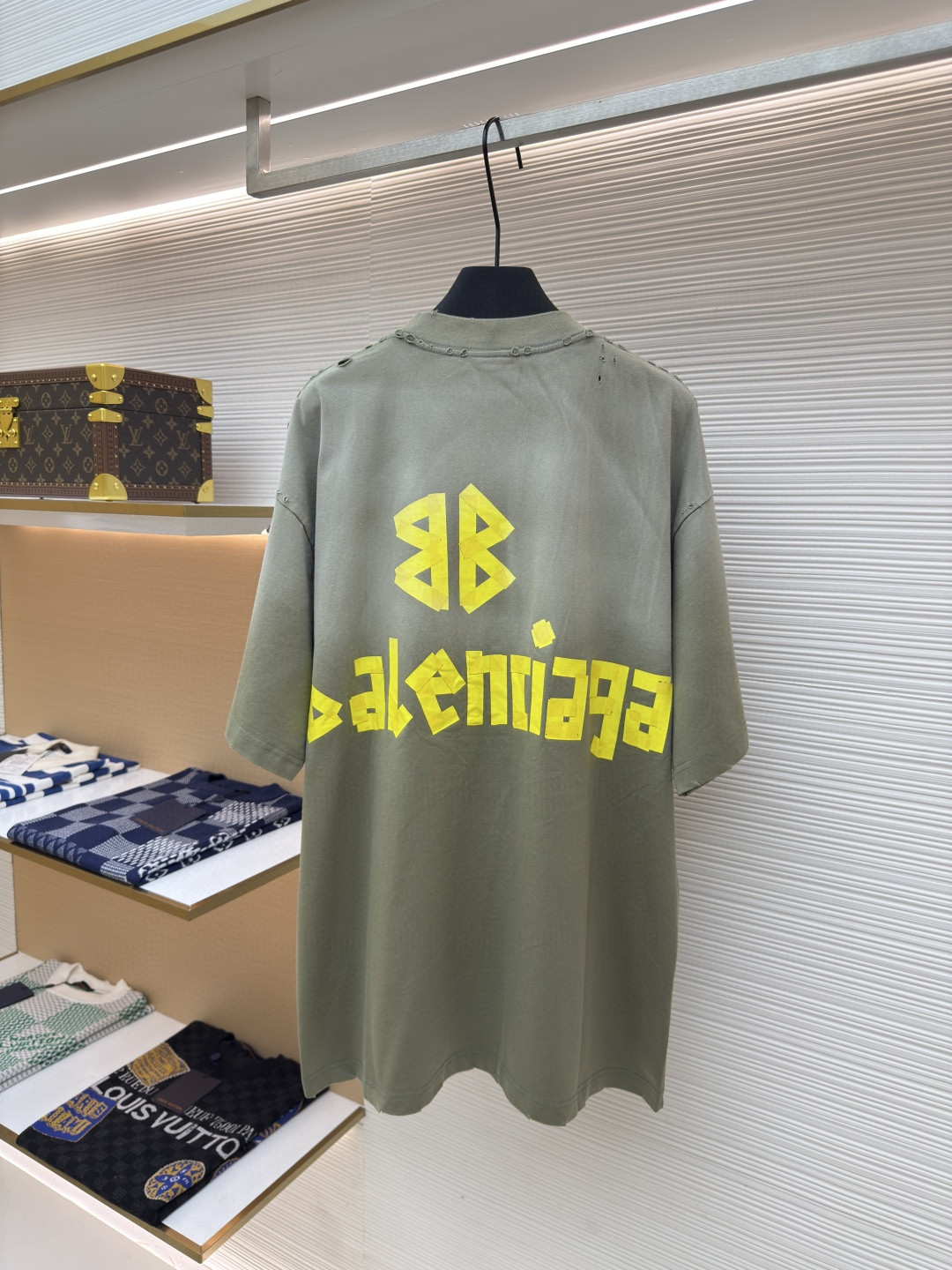 Balenciaga 巴黎世家 美纹纸胶带短袖 T恤 圆领 夏季 绿色 灰色 黑色 白色 做旧黑 黄黑色 黑色 深绿色 A0 739784TOVA92942