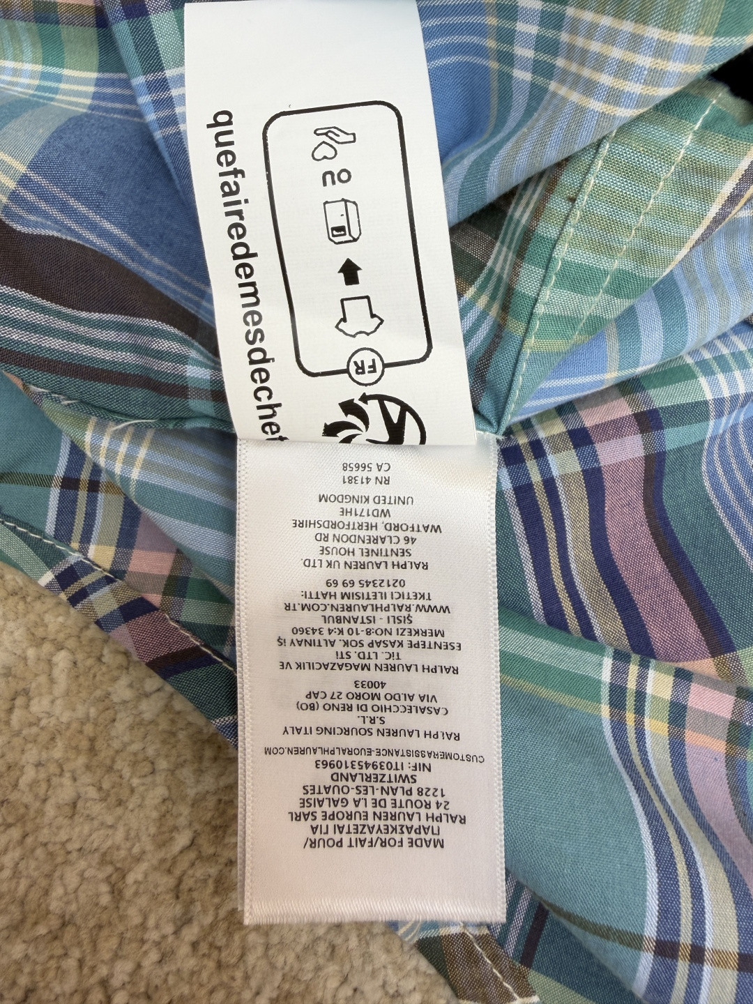 Ralph Lauren 拉夫劳伦 刺绣小马彩色格子衬衫 外套 长袖 蓝色 B0 710P06020-007