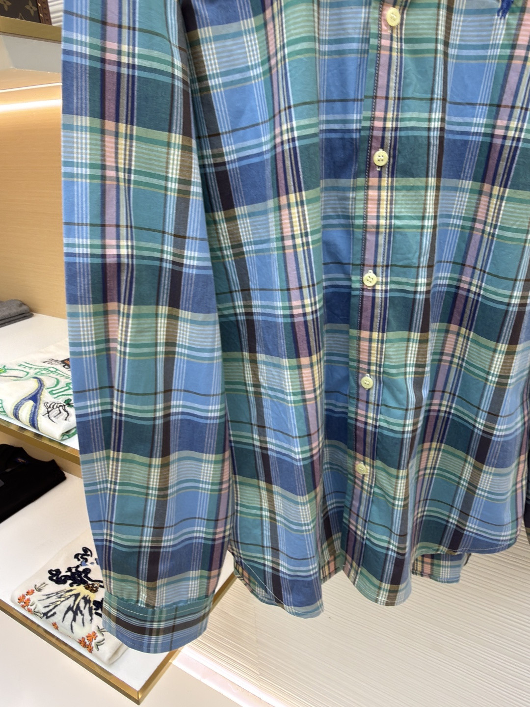 Ralph Lauren 拉夫劳伦 刺绣小马彩色格子衬衫 外套 长袖 蓝色 B0 710P06020-007