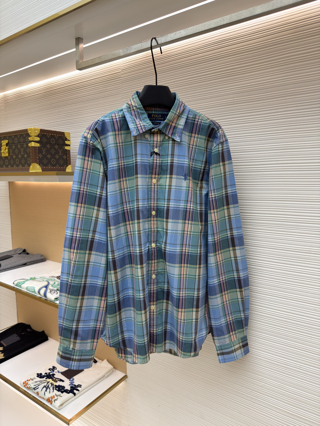 Ralph Lauren 拉夫劳伦 刺绣小马彩色格子衬衫 外套 长袖 蓝色 B0 710P06020-007