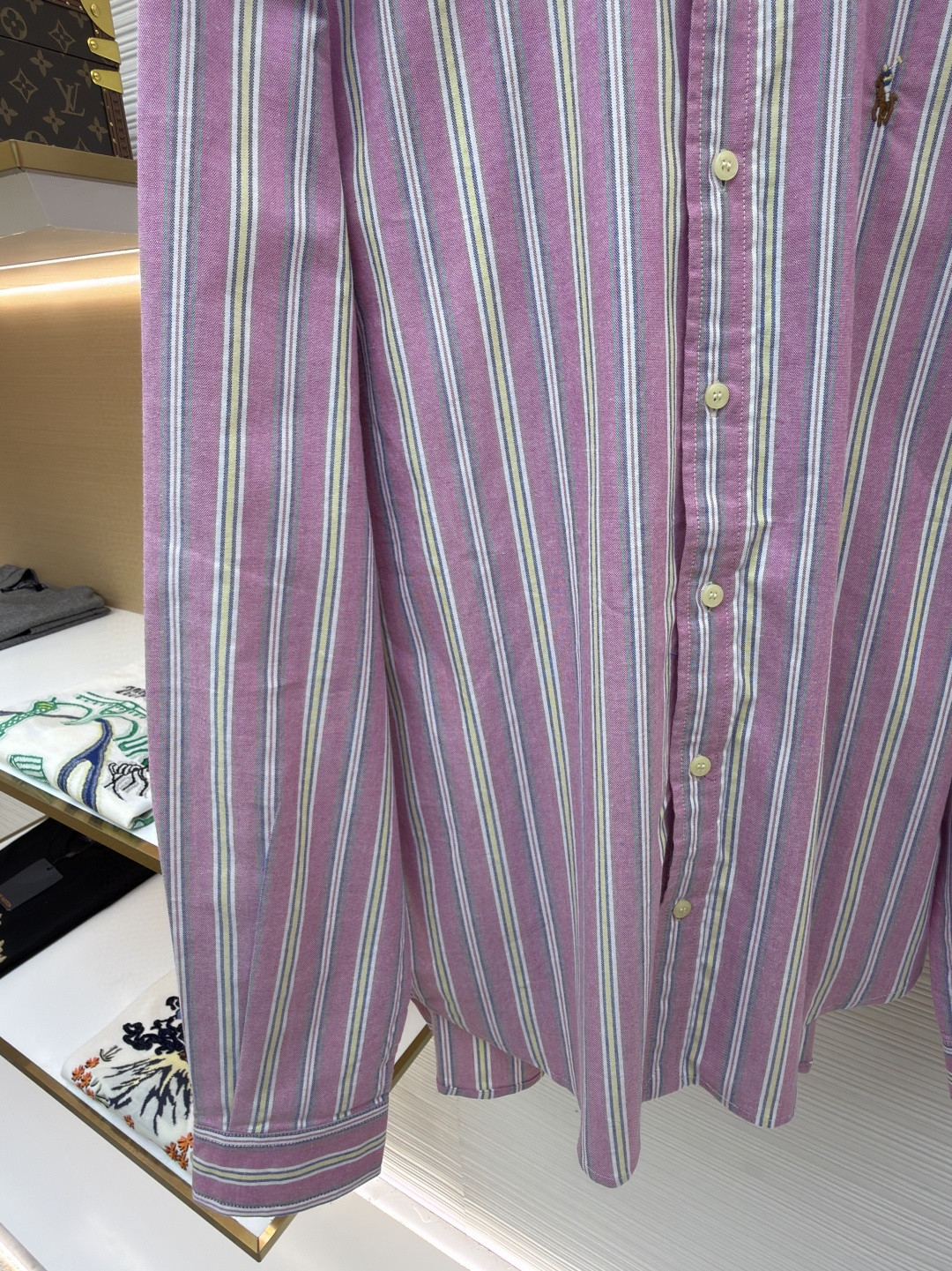 Ralph Lauren 拉夫劳伦 刺绣小马彩色条纹衬衫 外套 长袖 粉色 B0 MNPOWOV16824822-650