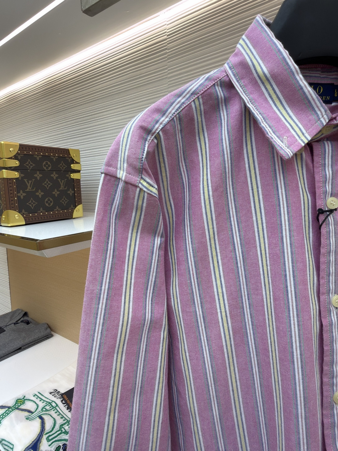 Ralph Lauren 拉夫劳伦 刺绣小马彩色条纹衬衫 外套 长袖 粉色 B0 MNPOWOV16824822-650